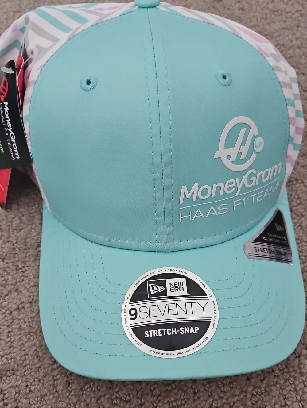 2025 Miami New Era MoneyGram Haas F1 Team Teal Stretch-Snap Hat NEW